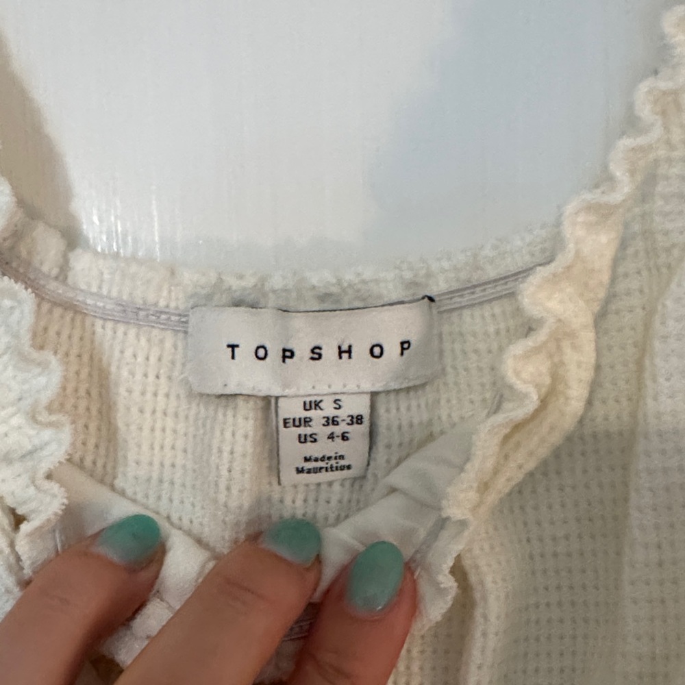 Topshop Cream Puff-Sleeve Bodysuit with Scoop Neck - Picture 2 of 3